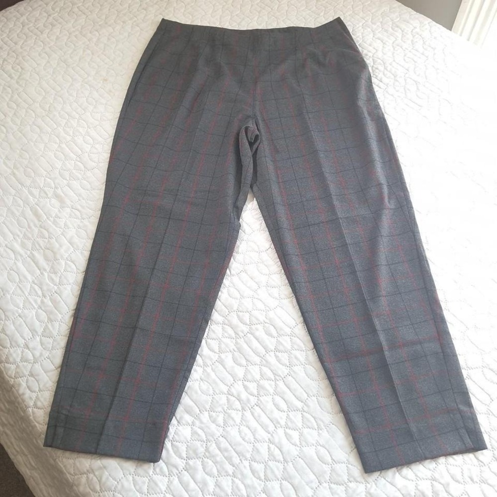 Vintage Katy D. Plaid Size 20 Gray Red Slack Pants Business Casual